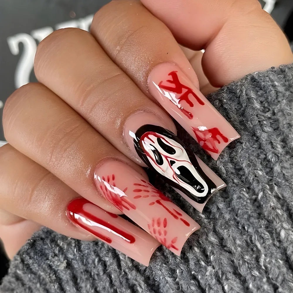 Ghost Face Spooky Press On Nails #2