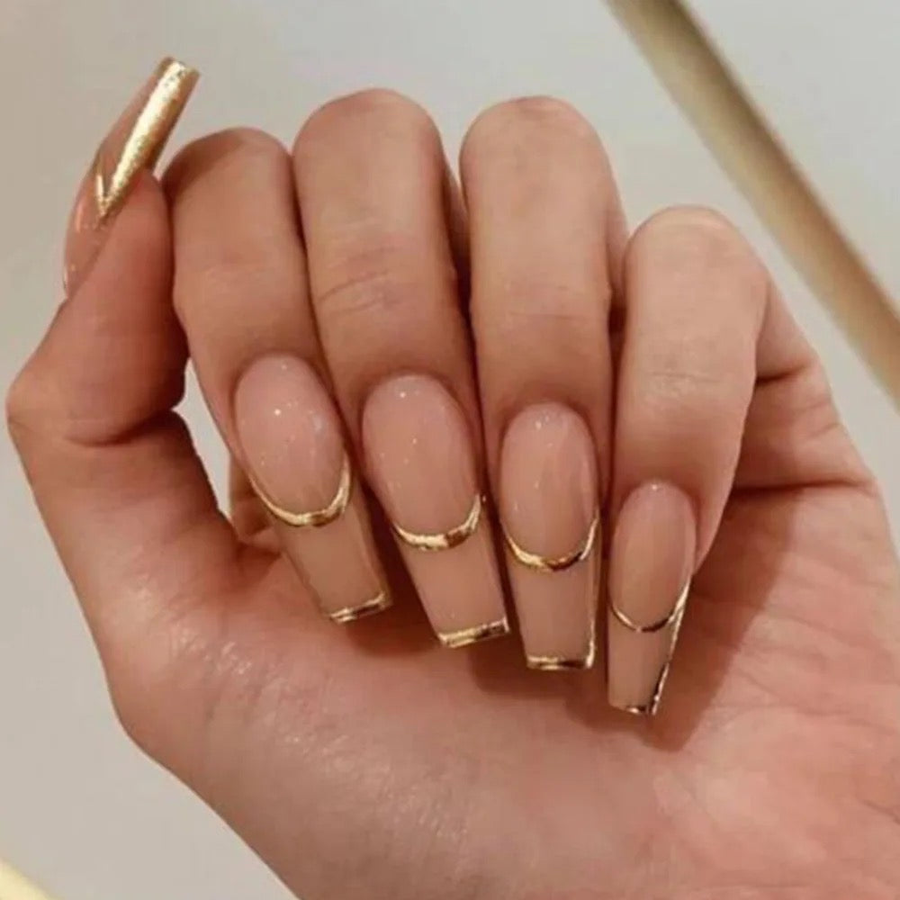 Gold Accent Press On Nails