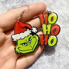 Load image into Gallery viewer, Grinch Ho Ho Ho Earrings
