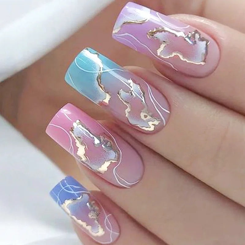 Pastel Marble Press On Nails