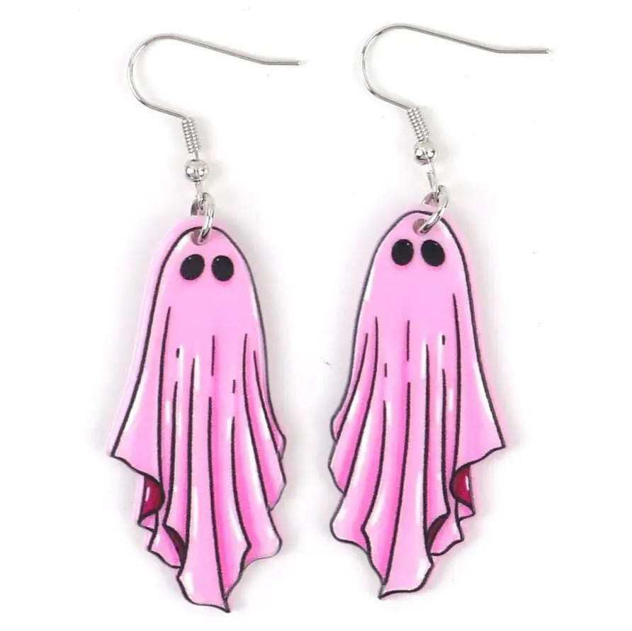 Pink Ghost Spooky Earrings