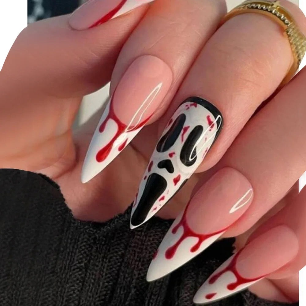 Ghost Face Spooky Press On Nails #1