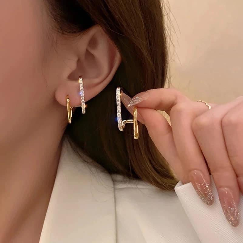 Gold Diamond Twist Earrings