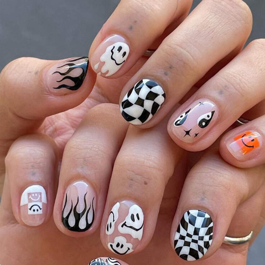 Short Spooky Press On Nails