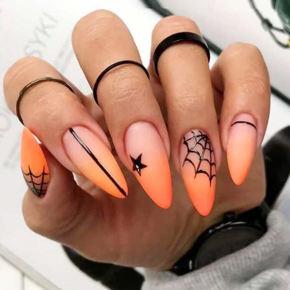 Orange Halloween Spooky Press On Nails