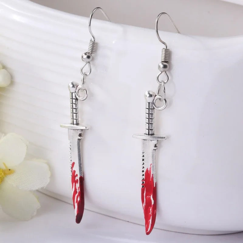 Bloody Knife Spooky Earrings