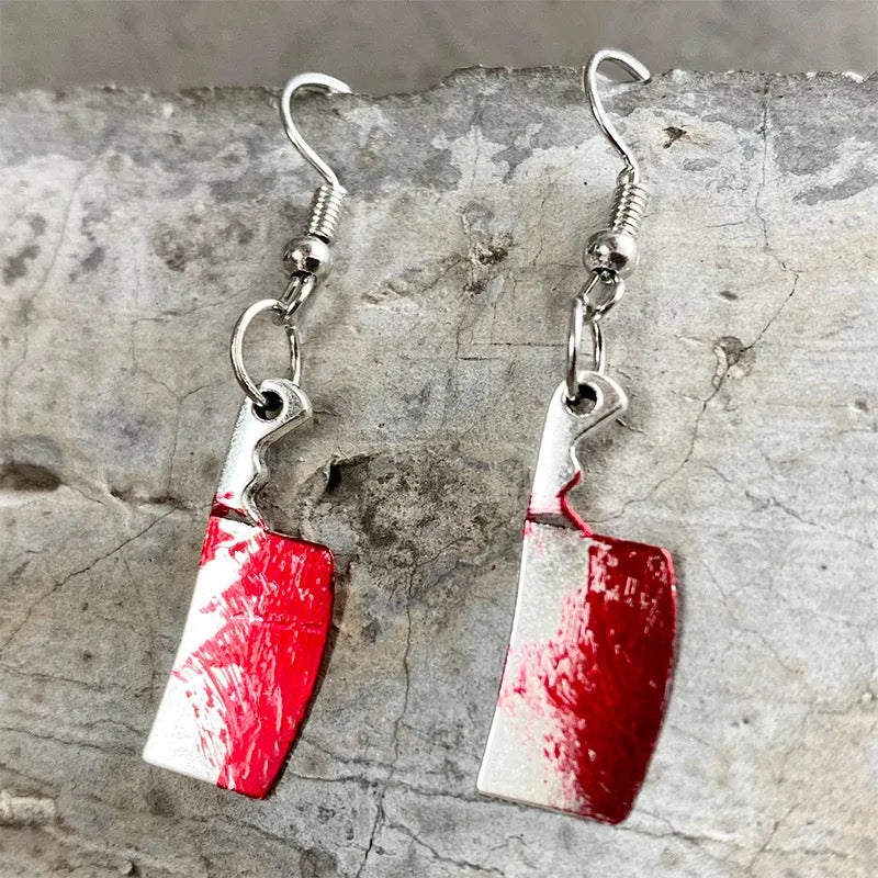 Bloody Butcher Knife Spooky Earrings