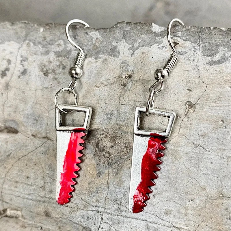 Bloody Saw Spooky Earrings