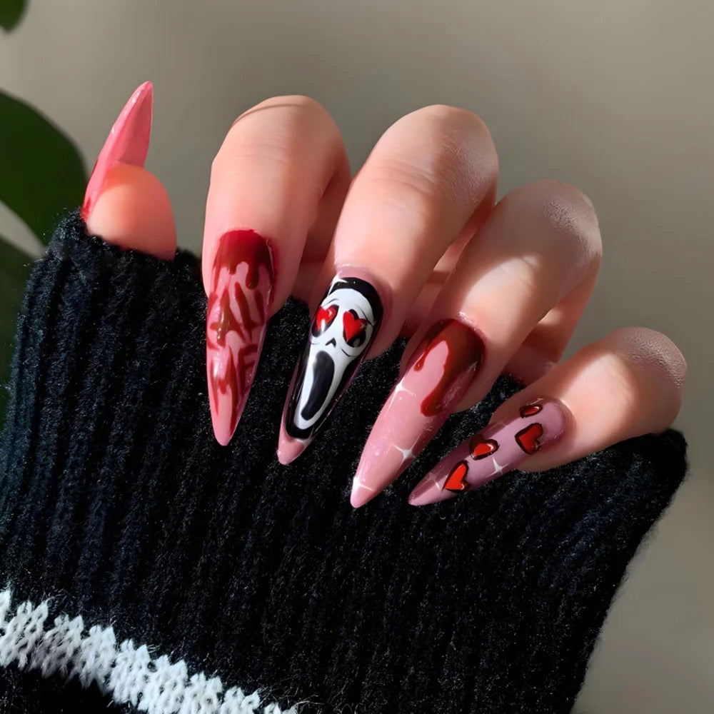 Pink Scream Call Me Spooky Press On Nails