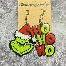 Load image into Gallery viewer, Grinch Ho Ho Ho Earrings
