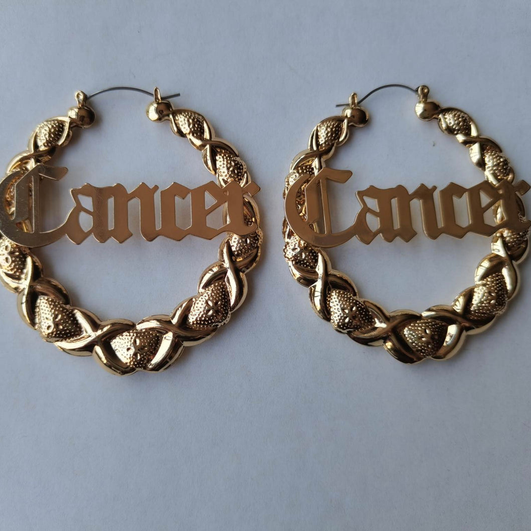 Cancer Gold Hoop Earrings