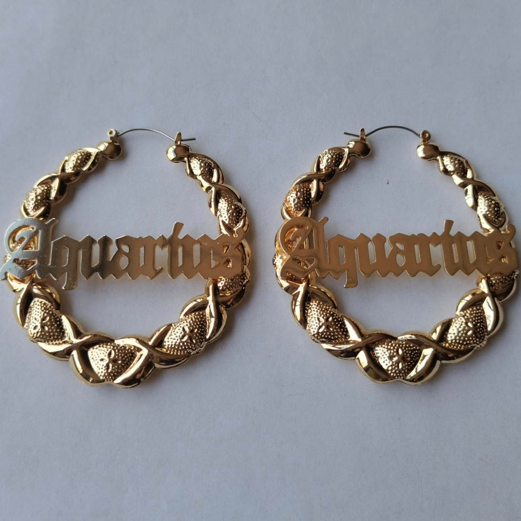 Aquarius Gold Hoop Earrings