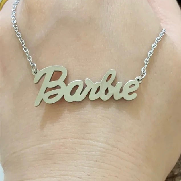 Silver Barbie Name Necklace