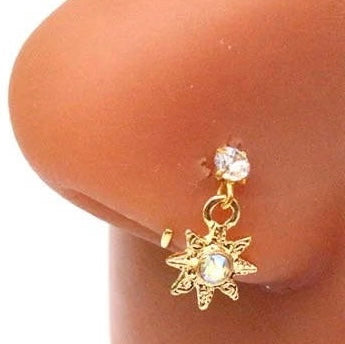 Gold Sun Star Nose Ring