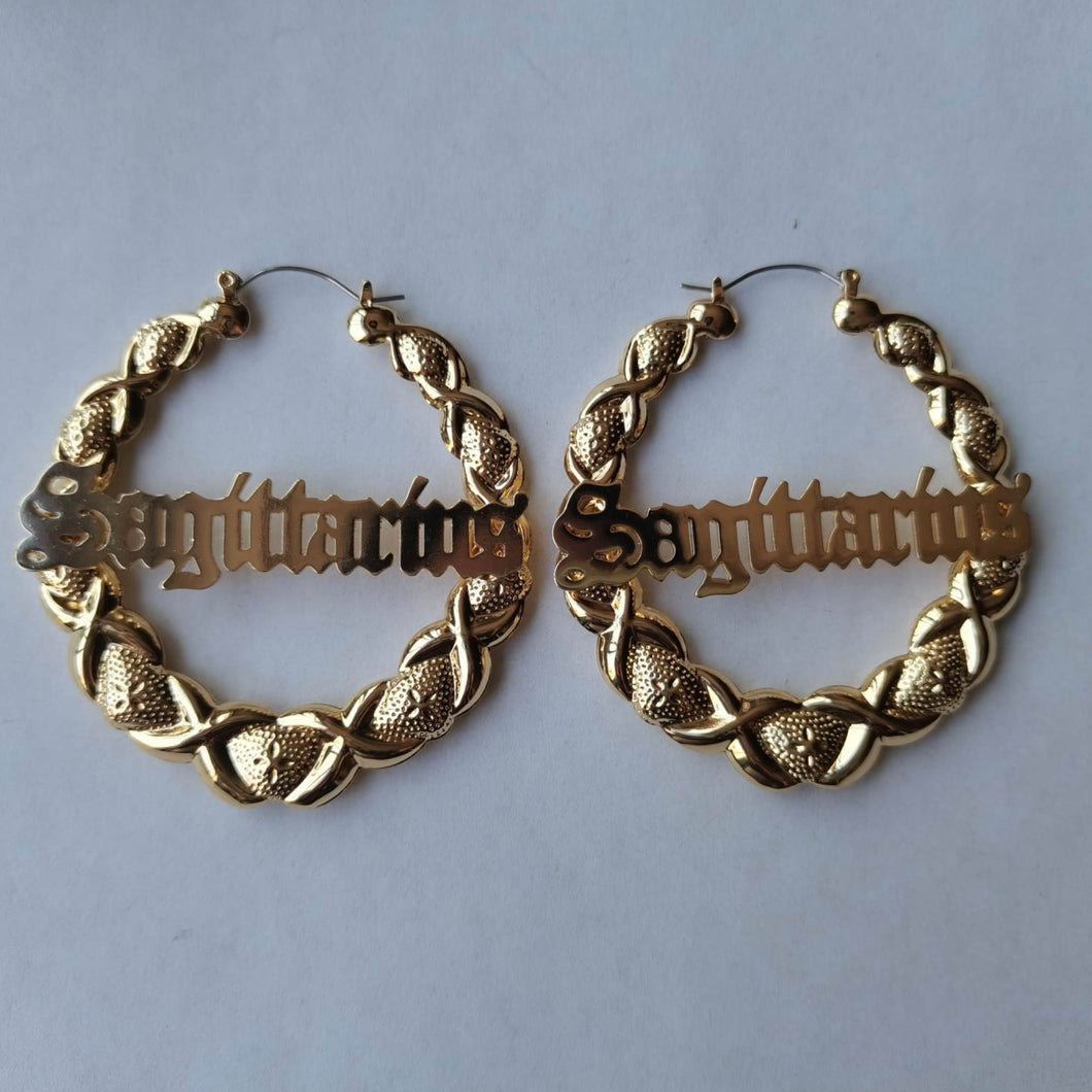 Sagittarius Gold Hoop Earrings