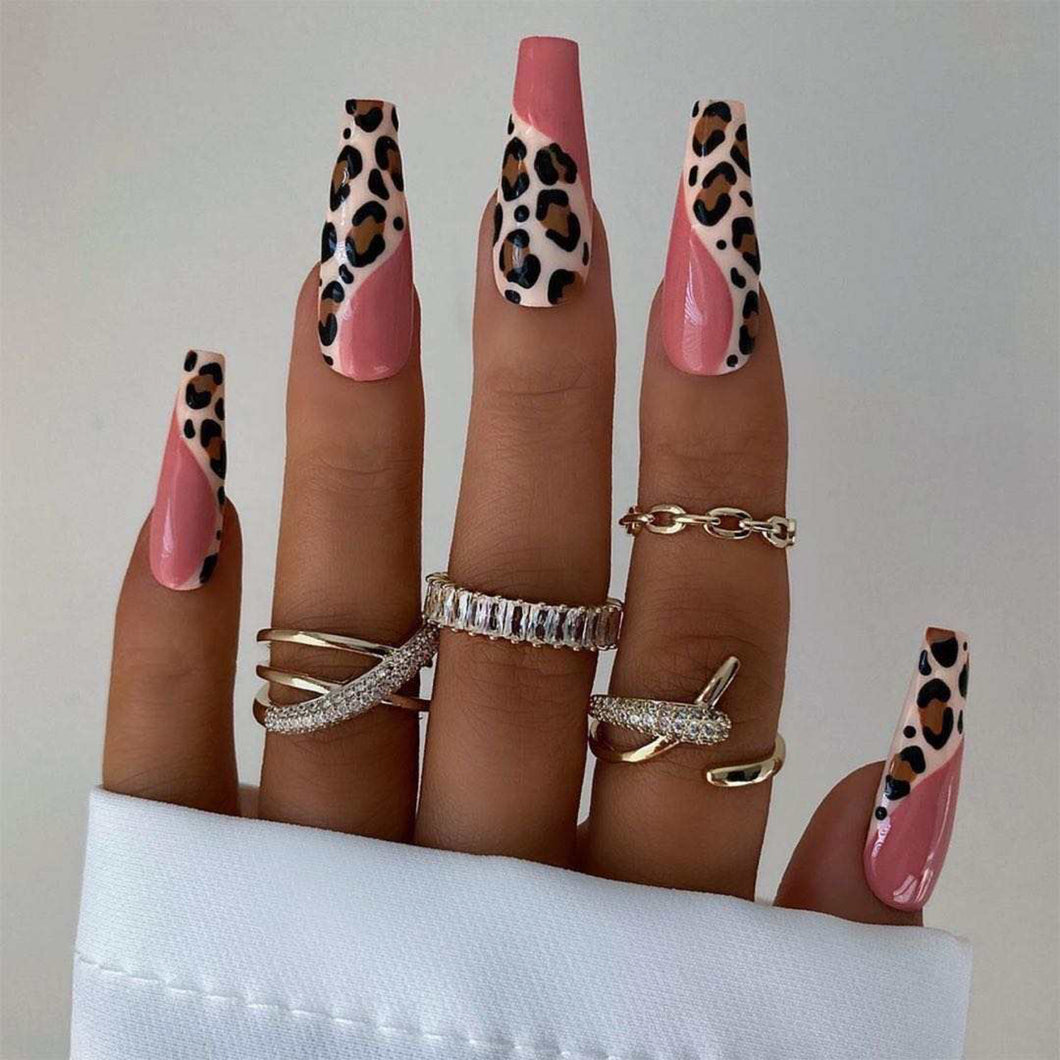 Pink & Cheetah Press On Nails