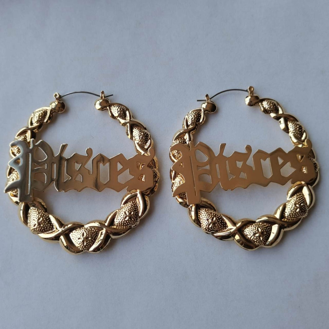 Pisces Gold Hoop Earrings