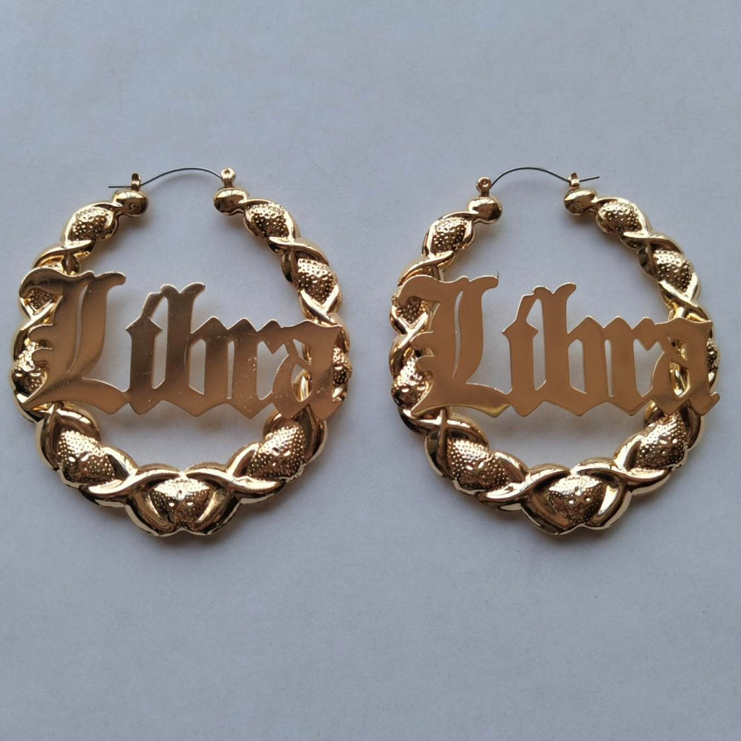 Libra Gold Hoop Earrings