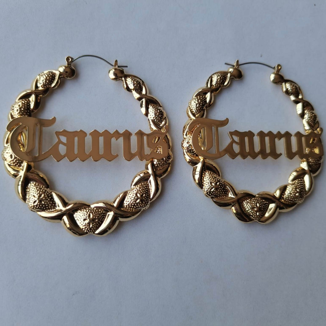 Taurus Gold Hoop Earrings