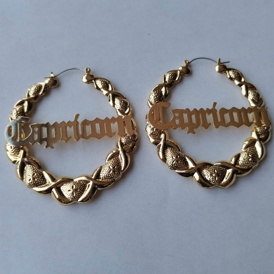 Capricorn Gold Hoop Earrings