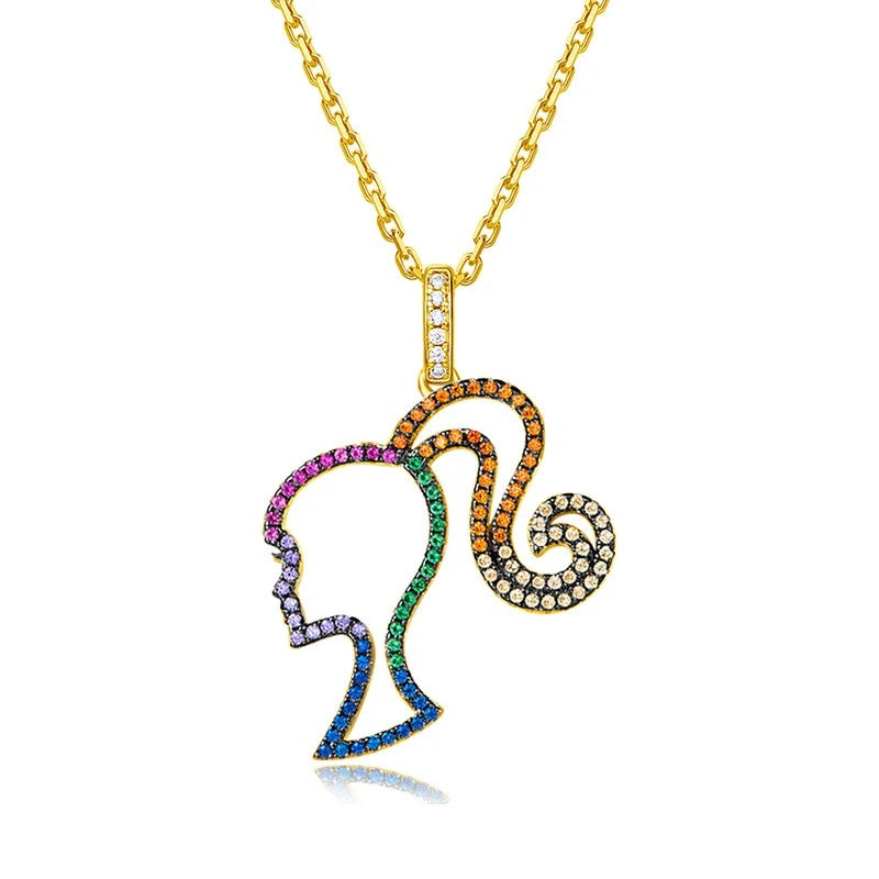 Gold & Rainbow Barbie Necklace