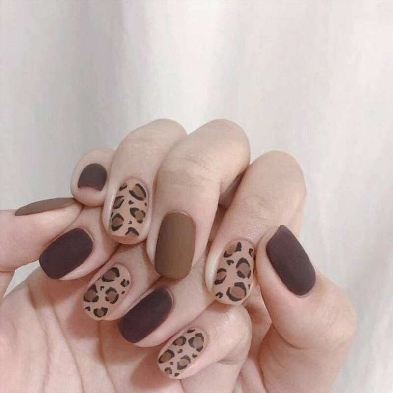 Brown Cheetah Press On Nails