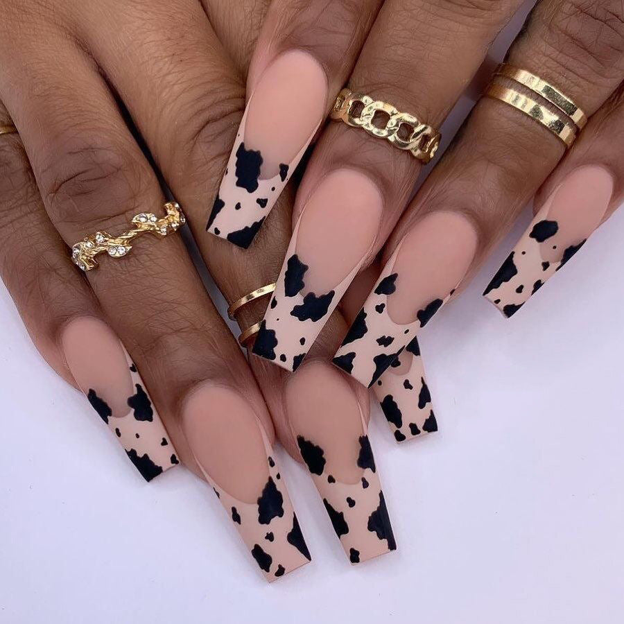 Cow Print Press On Nails