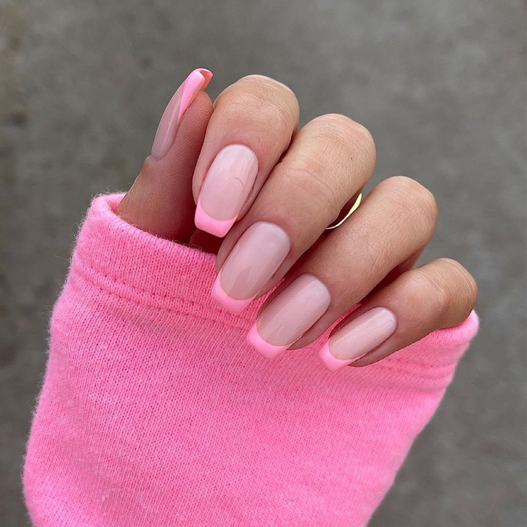 Pink Tip Press On Nails