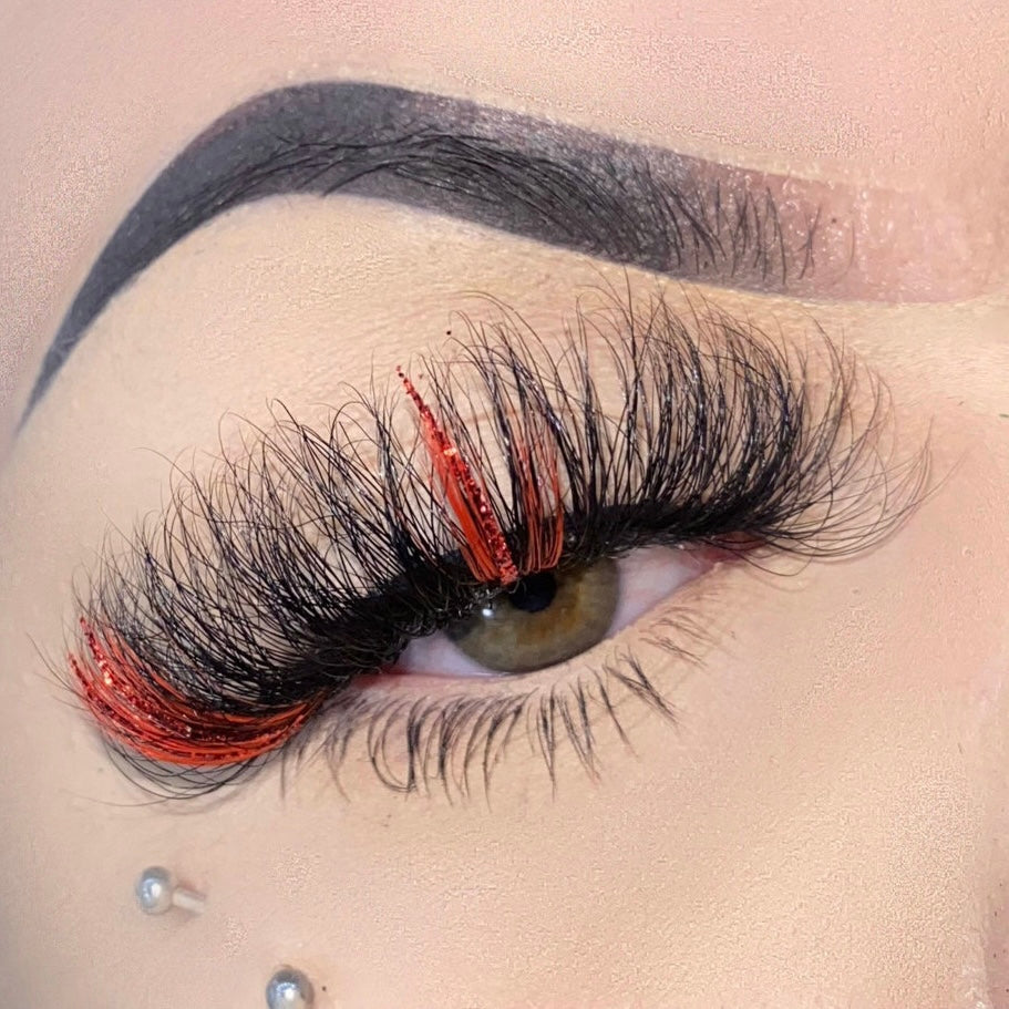 Red Glitter Lashes Style #2