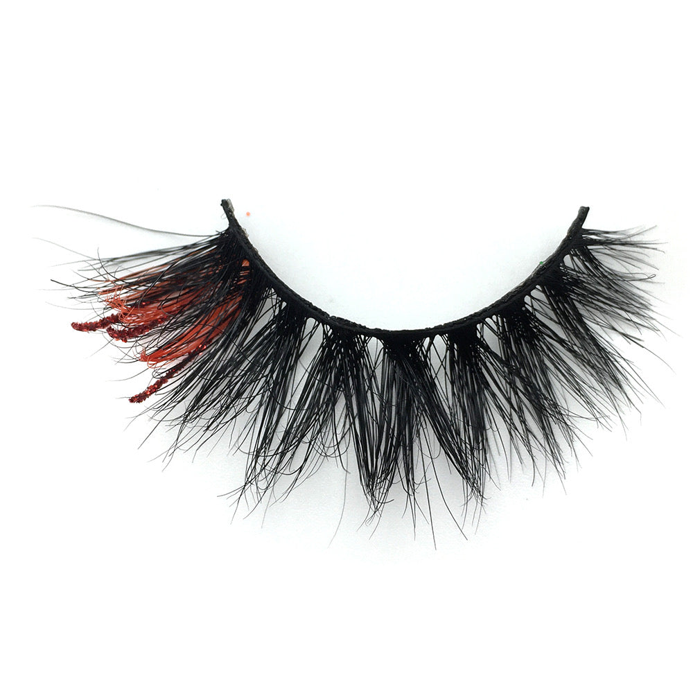 Red Glitter Lashes Style #1