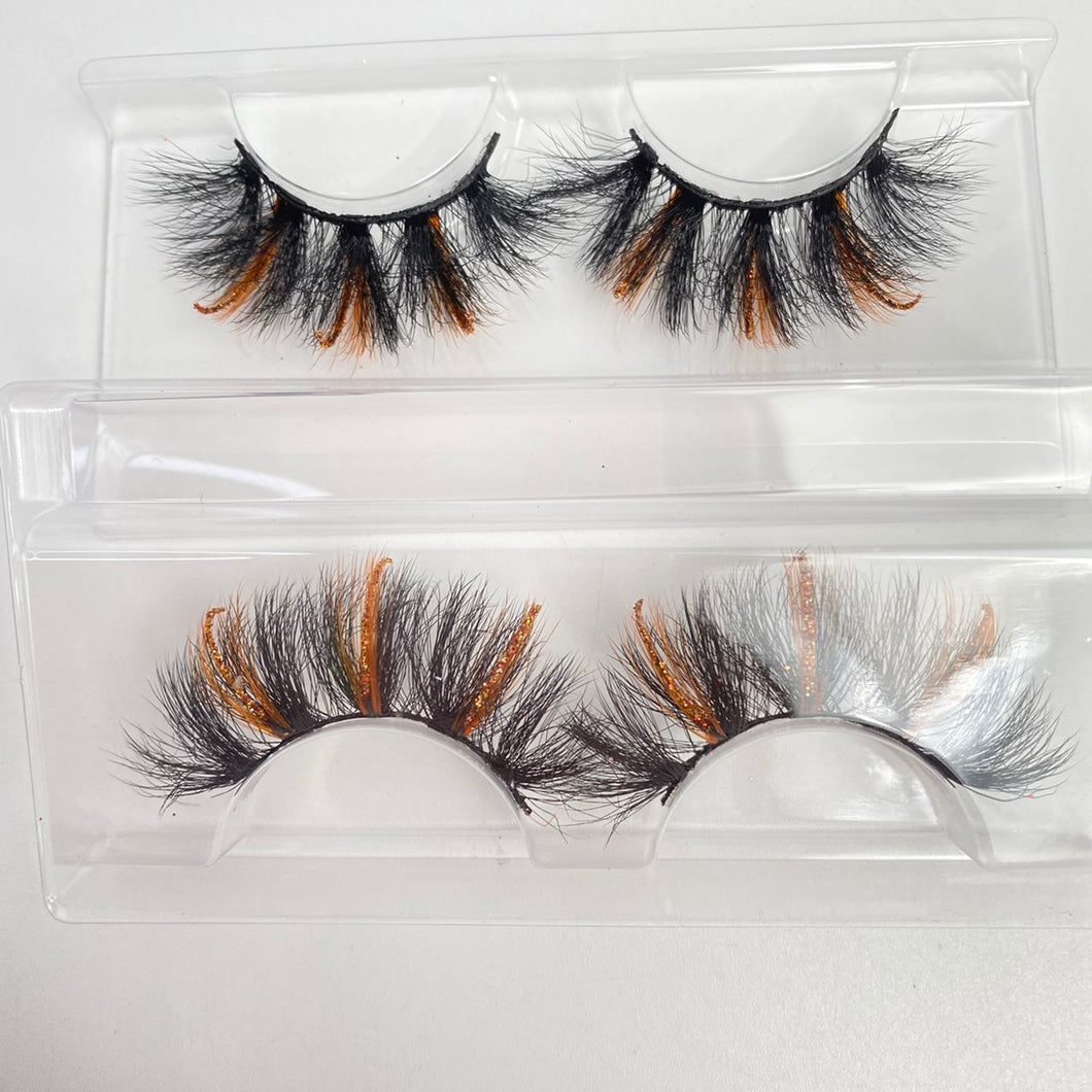 Orange Glitter Lashes