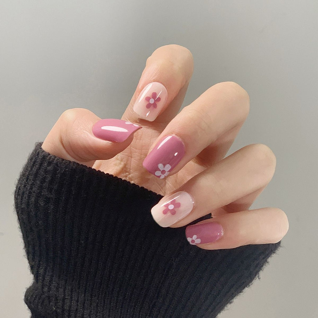 Pink Flower Press On Nails